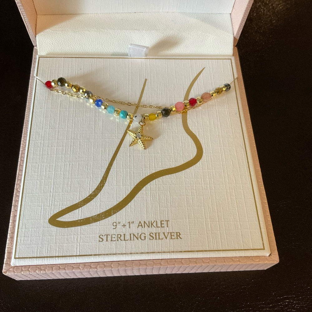 Rachel Zoe Chakra Gemstones Starfish Ankle NIB